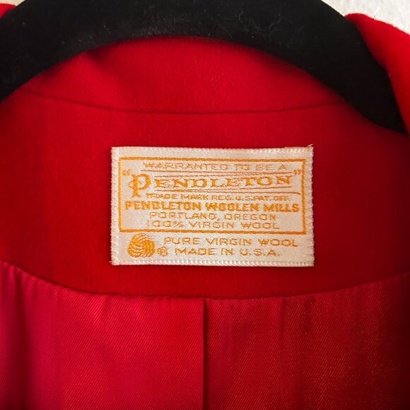 VINTAGE 60's Pendleton Bright Red 100% Wool Blazer with Single Button Closure - Picture 8 of 8